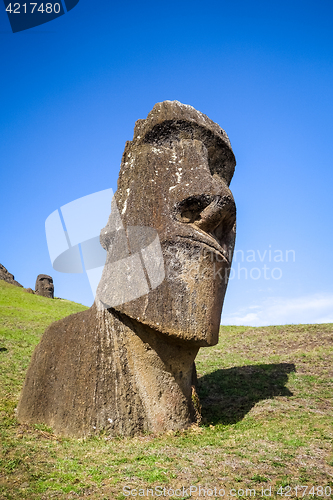 Image of Moais statues on Rano Raraku volcano, easter island