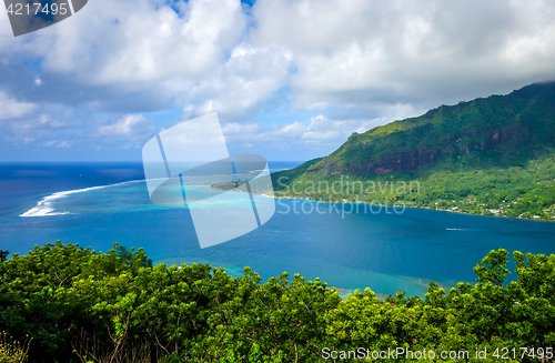 Image of Aerial view of Opunohu Bay and lagoon in Moorea Island