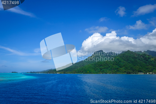 Image of Moorea island and pacific ocean lagoon landscape