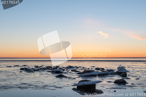 Image of View at an icy and stony coast