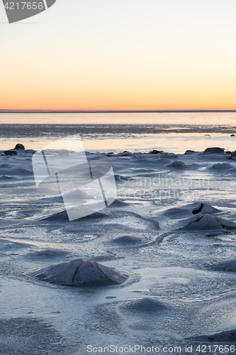 Image of Scene from an icy coast with ice formations