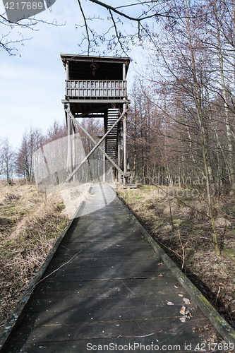 Image of Wooden footbridge to the bird watching tower