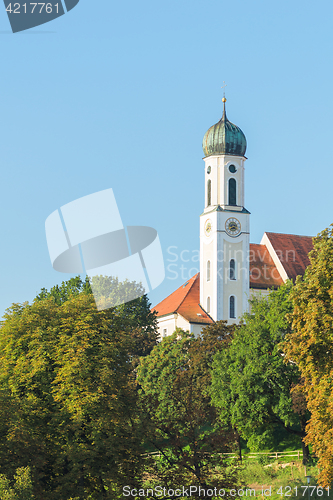 Image of Serene vertical view of old church in Schongau