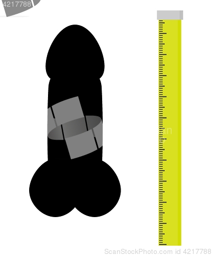 Image of black silhouette of penis with measuring tape