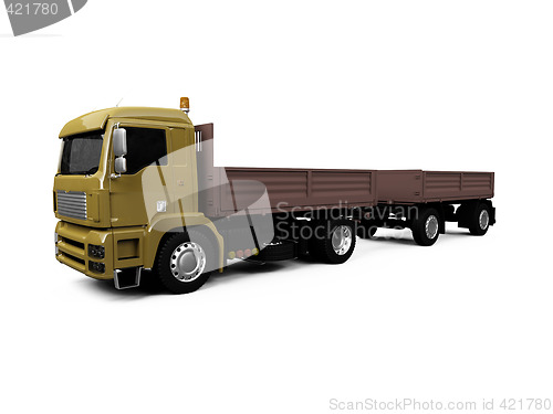 Image of long dump truck on white background