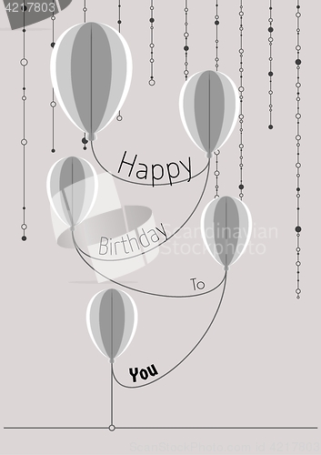 Image of birthday card with abstract folded paper balloons