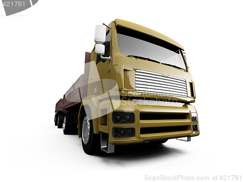 Image of long dump truck on white background