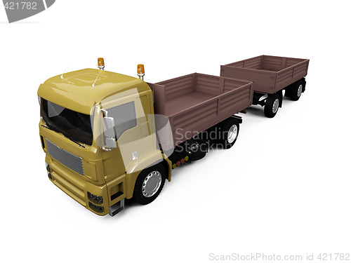 Image of long dump truck on white background