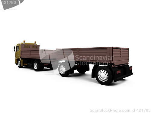 Image of long dump truck on white background