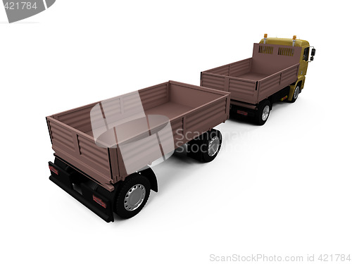 Image of long dump truck on white background