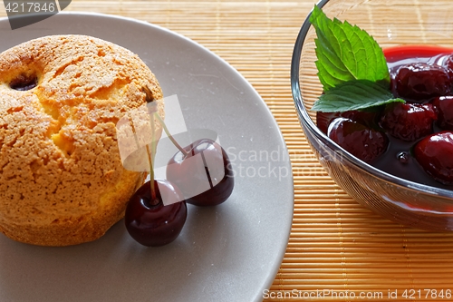 Image of souffle with cherries