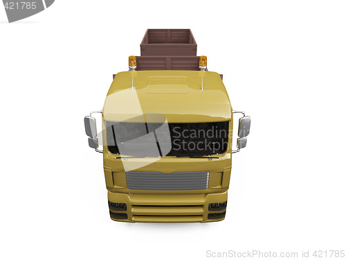 Image of long dump truck on white background