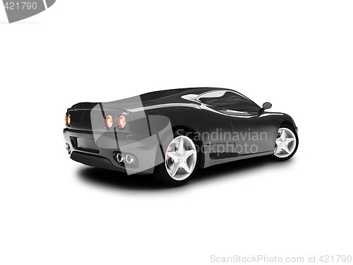 Image of isolated black super car back view 01