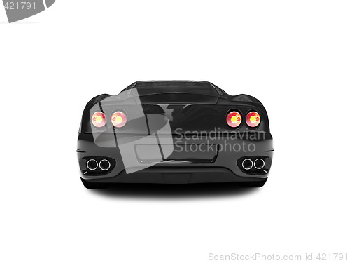 Image of isolated black super car back view 02