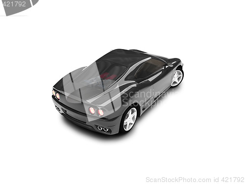 Image of isolated black super car back view 03