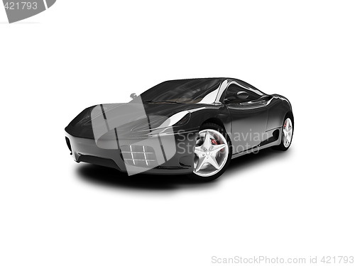 Image of isolated black super car front view 01