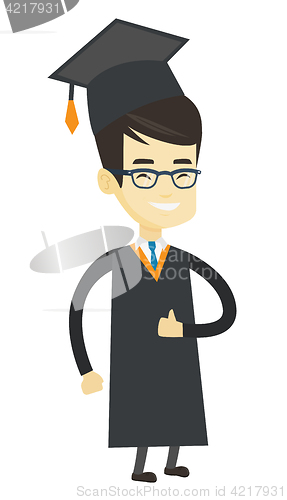 Image of Graduate giving thumb up vector illustration.