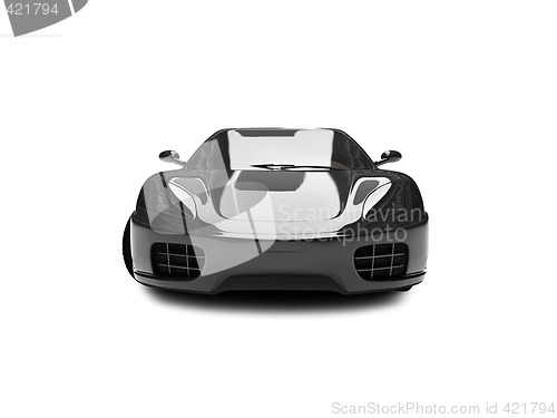 Image of isolated black super car front view 02