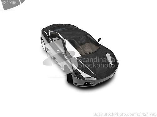 Image of isolated black super car front view 03