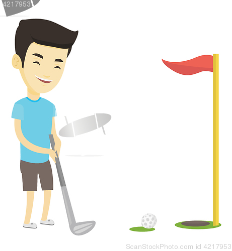 Image of Golfer hitting the ball vector illustration.