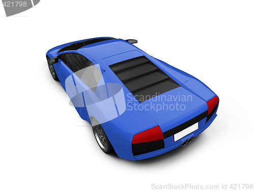 Image of Ferrari isolated blue back view