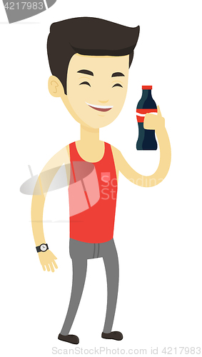 Image of Young man drinking soda vector illustration.