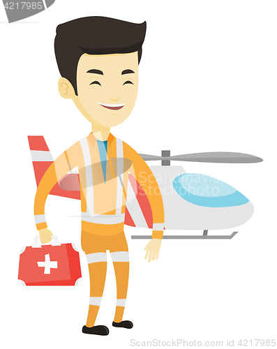 Image of Doctor of air ambulance vector illustration.