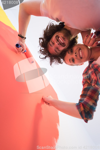 Image of couple painting interior wall