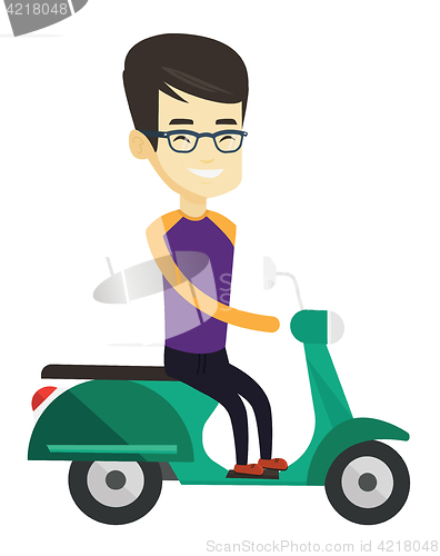 Image of Man riding scooter vector illustration.