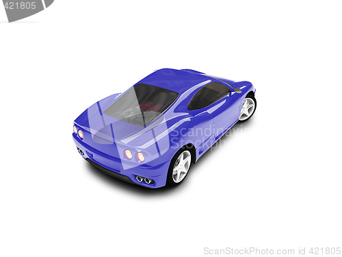 Image of isolated blue super car back view 03