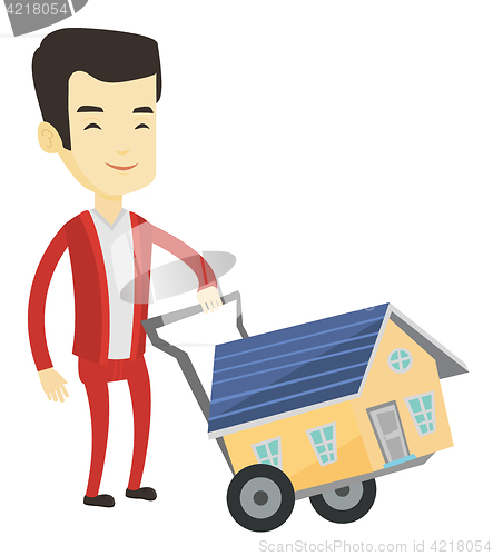 Image of Young man buying house vector illustration.