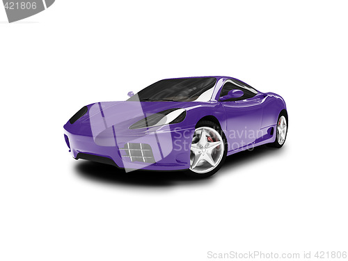 Image of isolated blue super car front view 01