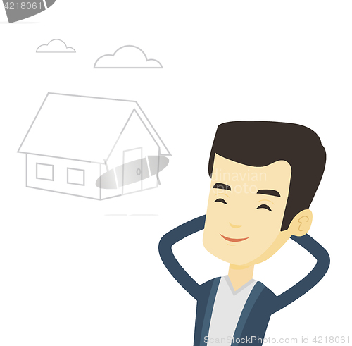 Image of Man dreaming about buying new house.