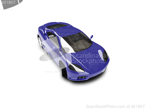 Image of isolated blue super car front view