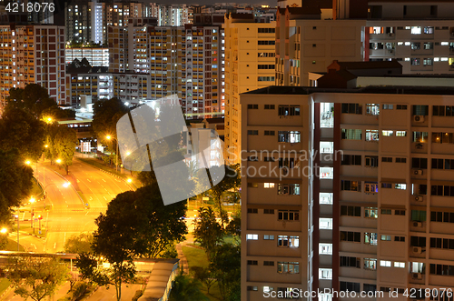 Image of Singapore Public Housing at night