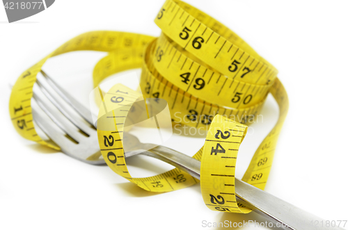 Image of Steel fork and measuring tape