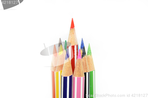 Image of Red color pencil standing out 