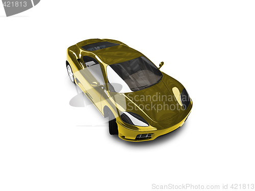 Image of isolated gold super car front view 03