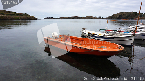 Image of Fisherman boat by the lakeside 