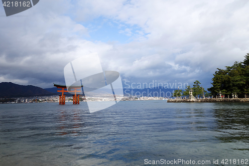 Image of Floating Torii gate in Miyajima, Japan.