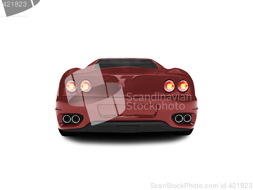 Image of isolated red super car back view 02