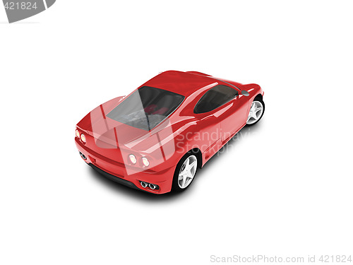 Image of isolated red super car back view 03