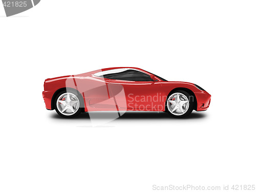 Image of isolated red super car side view