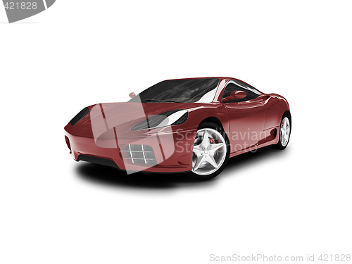 Image of isolated redk super car front view 01