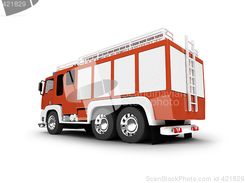 Image of Firetruck isolated back view