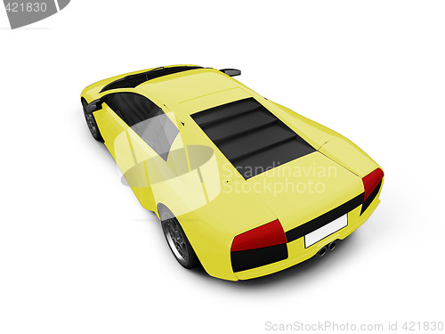 Image of Ferrari isolated yellow back view