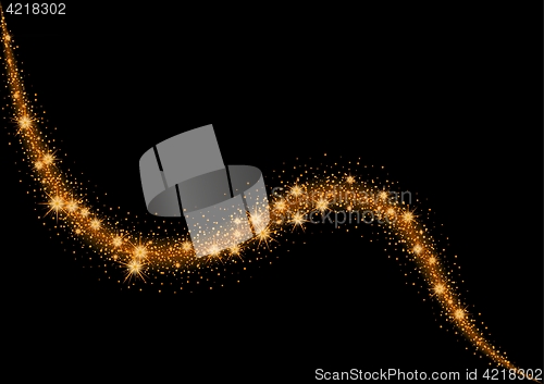 Image of glittering stars and trail of sparkling particles