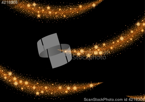 Image of glittering stars and trail of sparkling particles