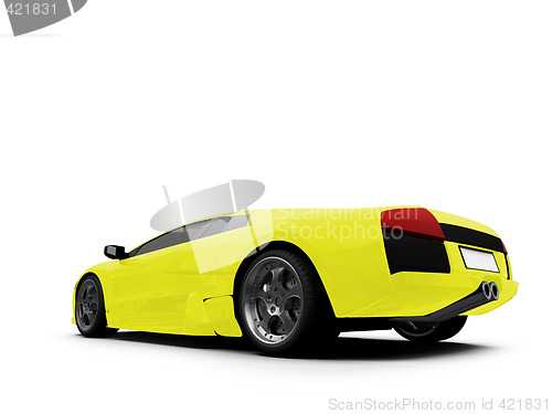 Image of Ferrari isolated yellow back view