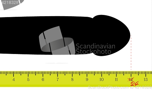 Image of black silhouette of penis with measuring tape